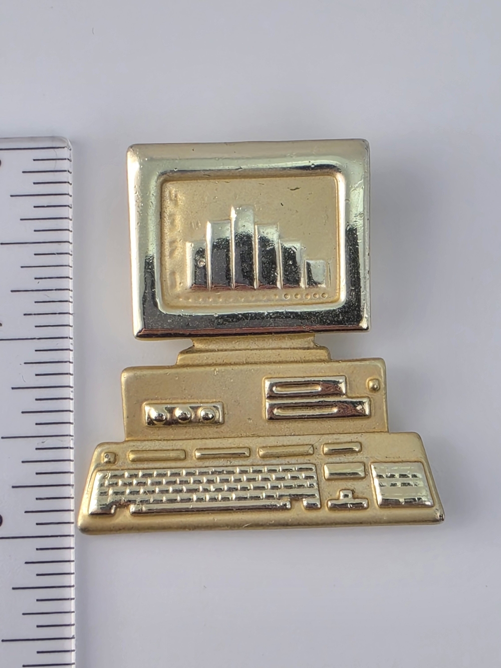Gold Computer-Themed Brooch Pin for Women